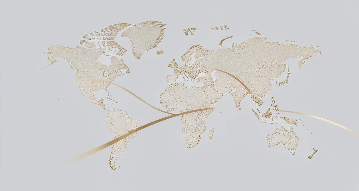 Mappa del mondo tracciata da puntini dorati attraversata da una linea in salita: l'indice globale replicato dall'ETF VWCE